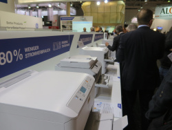 Lineup gegen Laser: Epson zeigte seine aktuellen Business-Tintenstrahldrucker und -Multifunktionsgeräte.