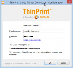 Nur mit PC-Hilfe: Für den Druck über Cortados ThinPrinter-Service braucht's einen laufenden Windows-PC mit dem Programm "ThinPrint-Connector".
