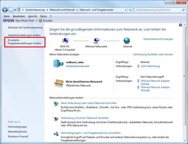 Zentral-Verteiler: Im Netzwerk- und Freigabecenter regelt Windows 7 alle Einstellungen für das Ressourcen-Sharing im Netz.