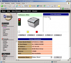 Webseite im Drucker: Über die lässt sich der C4000PS von jedem Browser konfigurieren und überwachen.