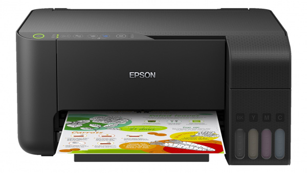 Epson Ecotank ET-2710: Aktuelles Einstiegsmodell in vereinfachter Bauweise im kompakten Design, jedoch ohne Pigmentschwarz und Airprint.