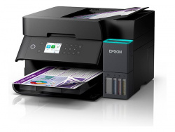 Epson Ecotank ET-3950: Multifunktionsdrucker mit Duplex-ADF und Farbdisplay mit Steuertasten.