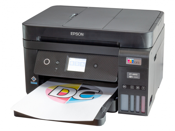 Epson Ecotank ET-4850: Drucken Sie schnell und in professioneller Qualität zu extrem niedrigen Kosten mit diesem Tinten-Multifunktionsgerät mit Fax und ADF, perfekt für Home Offices.