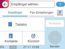 Faxmenü: Startseite