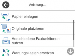 Hilfemenü: Anleitungen.