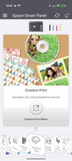 Creative Print: Kreative Druckvorlagen in einer separaten Epson-App.