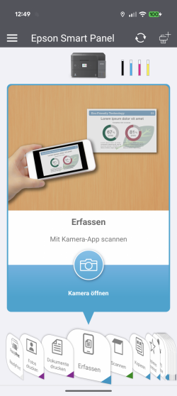 Kamera-Scan: "Kopie" von Dokumenten, die von der Smartphone-Kamera aufgenommen wurden. Eine manuelle Perspektiventzerrung ist anwendbar.