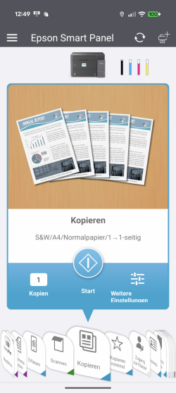 Kopieren: Scannen vom Ecotank und Drucken.