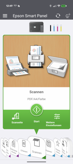 Scannen: Scannen vom Flachbett oder dem ADF.