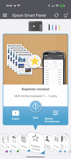 Kopieren Voreinstellungen: Kopierschnelleinstellungen.