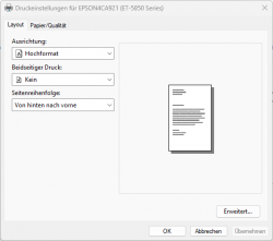 Epson Ecotank ET-5850 - IPP-Klassentreiber - Hauptseite "Layout"