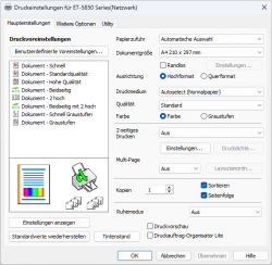 Epson Ecotank ET-5850 - v3-Treiber (3.06) - Haupteinstellungen