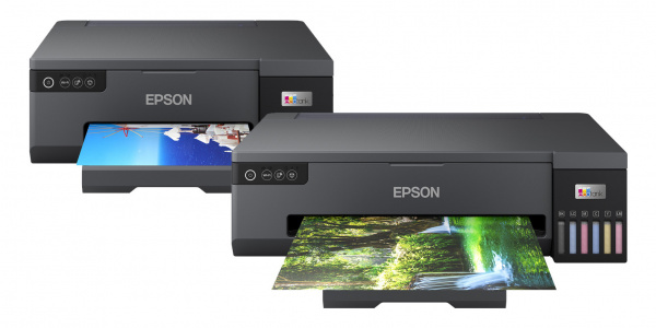Epson Ecotank L8050 (links) und L18050 (rechts): Fotodrucker ohne Scanner mit sechs Dye-Farben aus Flaschen, Netzwerk und flinkem Druckwerk. Erhältlich in einer Version für A4 oder bis zu A3+.