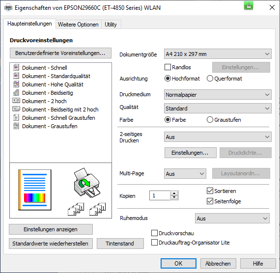 Epson ET-4850-Druckertreiber-01-Haupteinstellungen