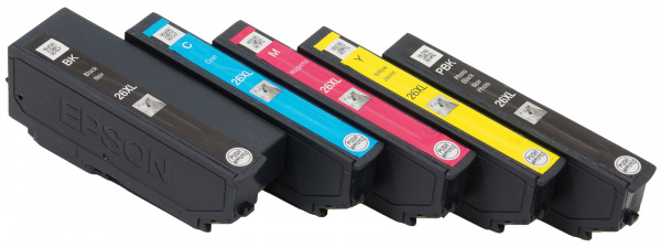 Epson-Patronen: Neue Tintenpatronen, die in zwei unterschiedlichen Füllmengen erhältlich sind. Wie bei Canon und HP ist die Bauform bei beiden Füllmengen identisch.