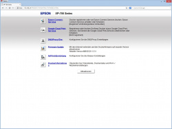 Epson: Startseite des Webservers.