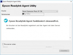 Zusatzprogramm nötig: Epson ReadyInk Agent für Mac oder Windows.