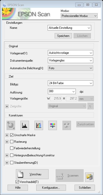 Epson Scan (Professioneller Modus)