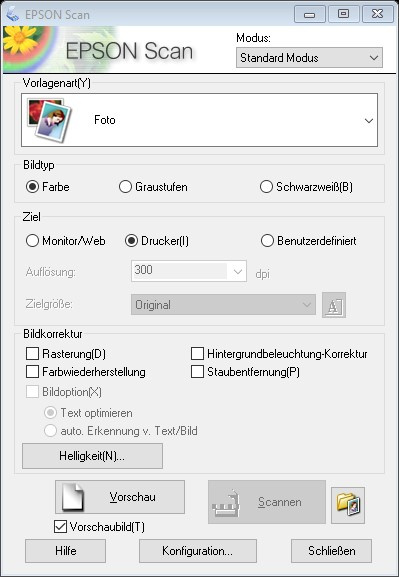 Epson Scan (Standard Modus)