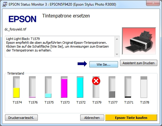 Epson Stylus Photo R3000 - Patrone leer