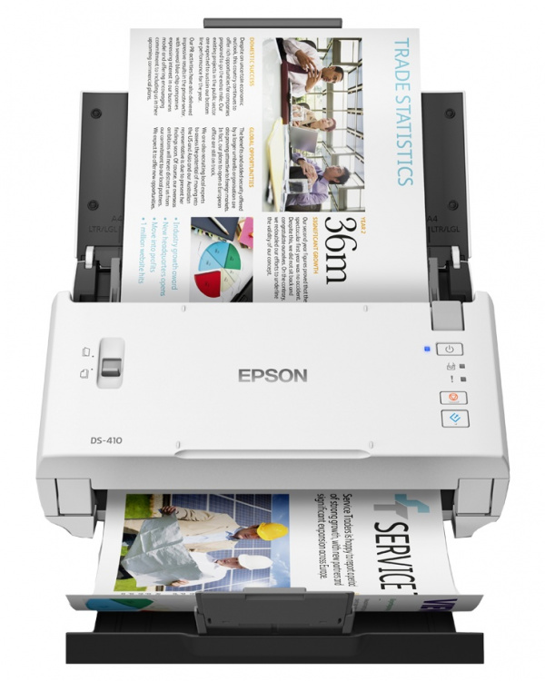 DS-410: Innovativer Dokumentenscanner mit Bildverbesserungstechnologie, der ausgezeichnete produktivitätssteigernde Funktionen zu einem erschwinglichen Preis bietet.