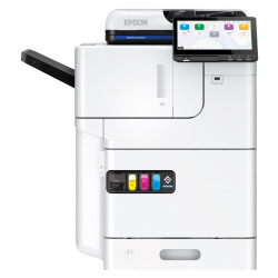 Epson Workforce Enterprise AM-C550z: A4-Linehead-Tintendrucker mit kompaktem Finisher.
