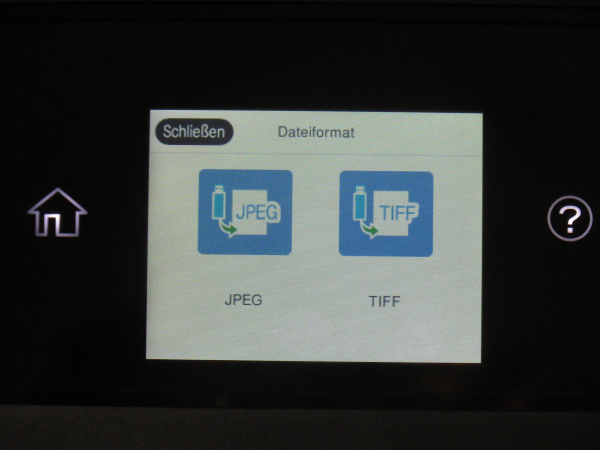 USB-Druck: Tiff und Jpeg stehen zur Verfügung.
