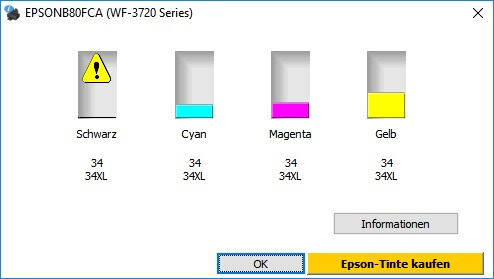 Epson Workforce Pro WF-3720DWF Druckertreiber 2 Tintenstand