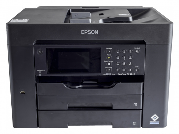 Epson Workforce wf-7840DTWF: Durchdachter Drucker mit der Fähigkeit auch das Sonderformat A3+ zu bedrucken und zu scannen.