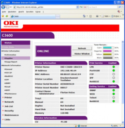 Oki C3600n: Webserver.