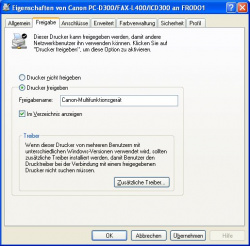 Drucker freigeben: Die Freigabe eines Druckers ist unter Windows XP mit wenigen Mausklicks erledigt.