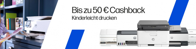 Cashback: Bis zu 50 Euro zurück für den Kauf eines ausgewählten Tinten- oder Laserdruckers von HP.