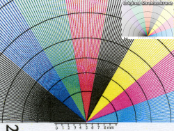 HP Color Laserjet 2700: Gute Darstellung, Linien laufen aber früh zusammen.