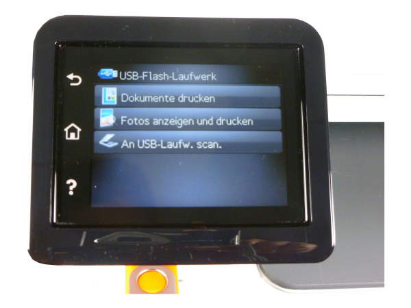 ...Flash-Menü für die Steuerung der Funktionen auf dem angesteckten USB-Stick: Drucken, Fotovorschau und Scan...