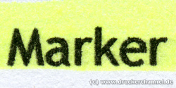 Markertest auf Kopierpapier: Text verschmiert nicht beim Textmarkereinsatz.