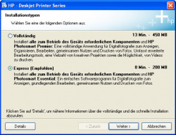 Üppig: 200 MByte Platz und 8 Minuten sind für die Treiberinstallation von CD nötig.