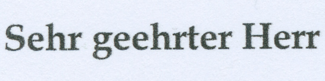 Nur die Schwarzpatrone installiert: Nahezu identischer Textdruck mit schöner Darstellung.