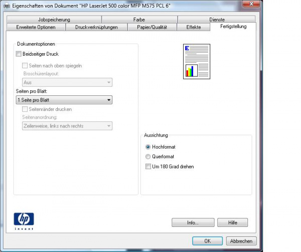 Fertigstellung: Hier befinden sich alle Papiersparfunktionen.