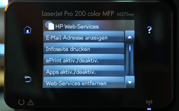 HP-Web-Services: Zum Einstellen von ePrint und Apps.