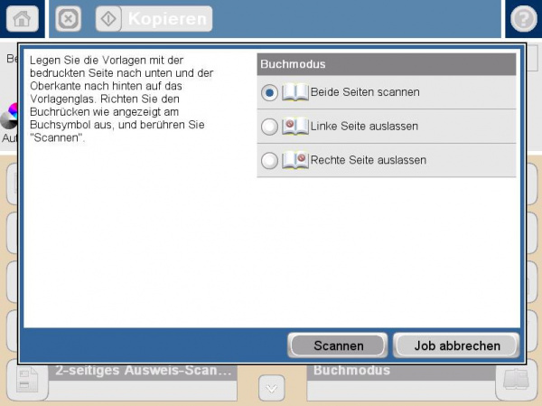 Buchkopie: Erkennt die Seiten eines aufgelegten Buches und kann diese auf einzelne A4-Seiten drucken.