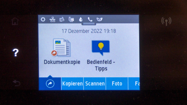 HP OfficeJet Pro 7740 Display: Hauptansicht.
