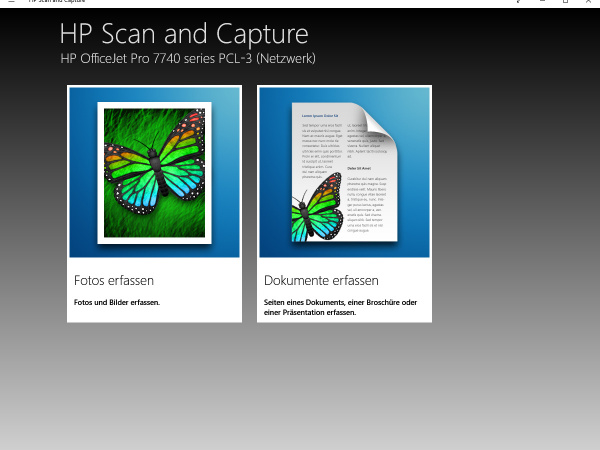 HP OfficeJet Pro 7740 - HP Scan and Capture: Windows App aus dem Microsoft Store.