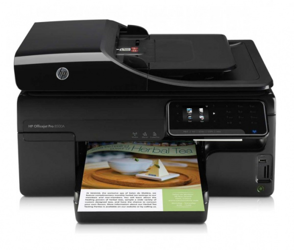 Officejet Pro 8500A: Das vollausgestattete Multifunktionsgerät arbeitet mit vier großen Pigment-Tintenpatronen und ePrint-Touch-Farbdisplay.