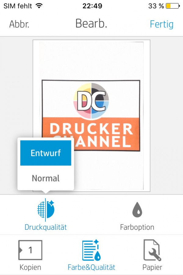 ...wie etwa zur Druckqualität.