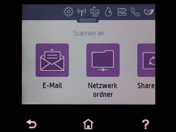 Scanziele: E-Mail, Netzwerk (SMB), Sharepoint, Computer oder USB-Stick.