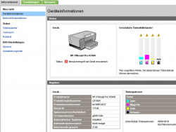 Embedded Webserver: Zur Druckerkonfiguration und zur Anzeige der Tintenfüllstände.