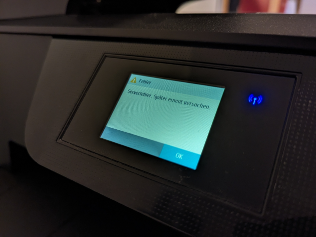 Plötzlicher SMTP-Fehler: Ein HP Officejet Pro 8715 will keine Scans per Mail weiterleiten.