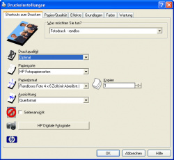 Übersichtlich: Der neue HP Treiber wirkt aufgeräumter, auch wenn er für Fotodrucker ein Paar unnütze Funktionen anbietet.