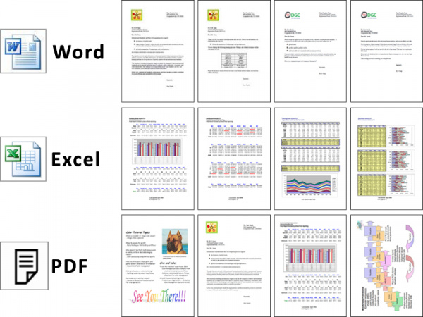 ISO/IEC 29734: Die im März 2009 verabschiedete Norm setzt auf ein Word-, Excel- und ein PDF-Dokument mit jeweils vier Seiten.
