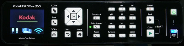 Schaltpult: Alle Tasten des Kodak ESP Office 6150 sind verständlich beschriftet und das Menü im Display lässt sich leicht bedienen.